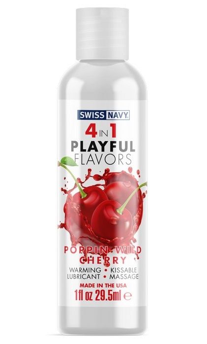Массажный гель 4-в-1 Poppin Wild Cherry с ароматом вишни - 29,5 мл. - Swiss navy - купить с доставкой в Раменском