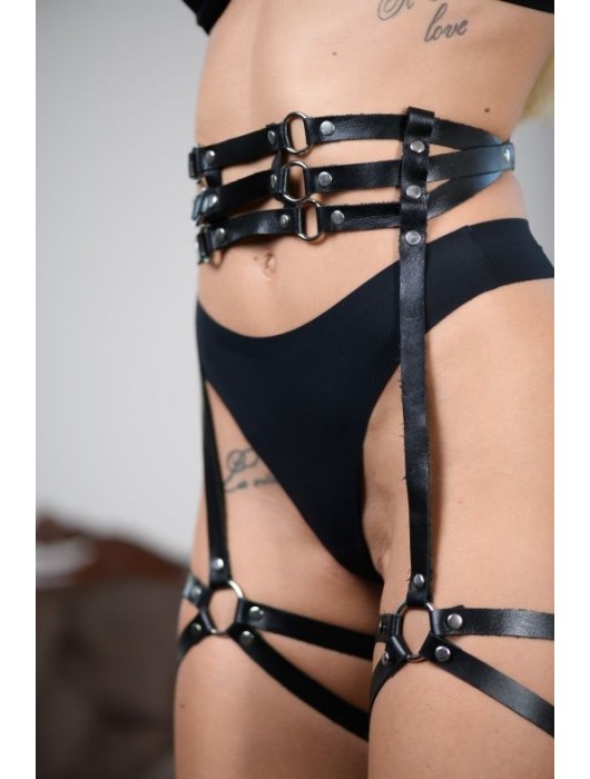 Кожаные гартеры на поясе Esteria - БДСМ Арсенал - купить с доставкой в Раменском