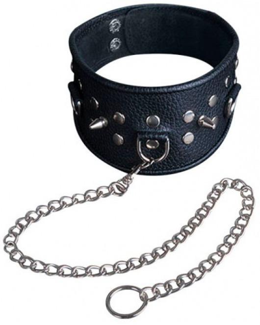 Чёрный ошейник из кожи - Sitabella - купить с доставкой в Раменском