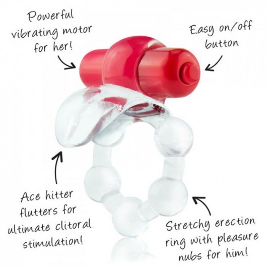 Виброкольцо с язычком и красным виброэлементом Overtime - Screaming O - в Раменском купить с доставкой