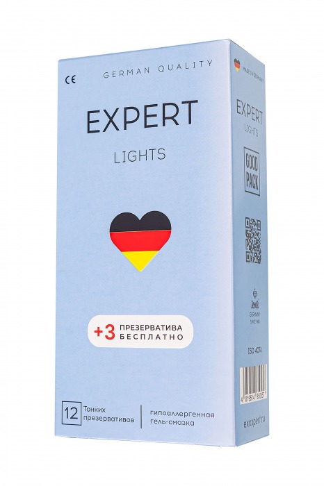 Ультратонкие презервативы EXPERT Lights - 12 шт.(+3 в подарок) - Expert - купить с доставкой в Раменском