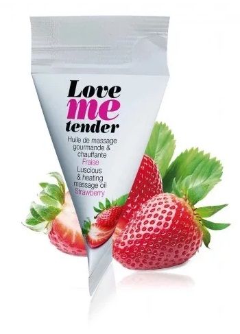 Съедобное согревающее массажное масло Love Me Tender Strawberry с ароматом клубники - 10 мл. - Love to Love - купить с доставкой в Раменском