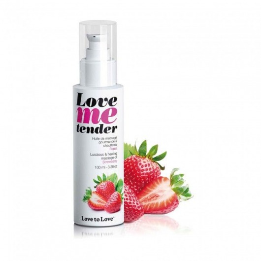 Съедобное согревающее массажное масло Love Me Tender Strawberry с ароматом клубники - 100 мл. - Love to Love - купить с доставкой в Раменском