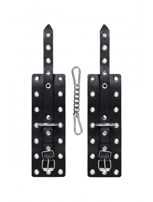 Черные кожаные однослойные наручники с люверсами - Pecado - купить с доставкой в Раменском