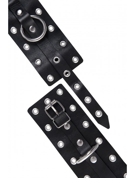 Черные кожаные однослойные наручники с люверсами - Pecado - купить с доставкой в Раменском