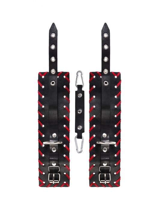 Черно-красные оковы из натуральной кожи - Pecado - купить с доставкой в Раменском