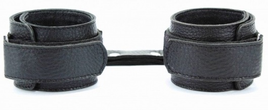 Черные кожаные оковы на липучке - БДСМ Арсенал - купить с доставкой в Раменском