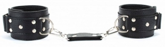 Черные кожаные оковы на липучке - БДСМ Арсенал - купить с доставкой в Раменском