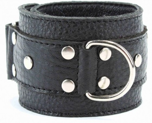 Черные кожаные оковы на липучке - БДСМ Арсенал - купить с доставкой в Раменском