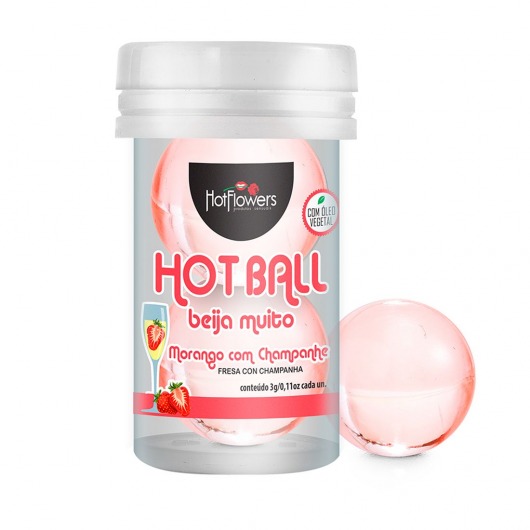 Лубрикант на масляной основе Hot Ball Beija Muito с ароматом клубники и шампанского (2 шарика по 3 гр.) - HotFlowers - купить с доставкой в Раменском