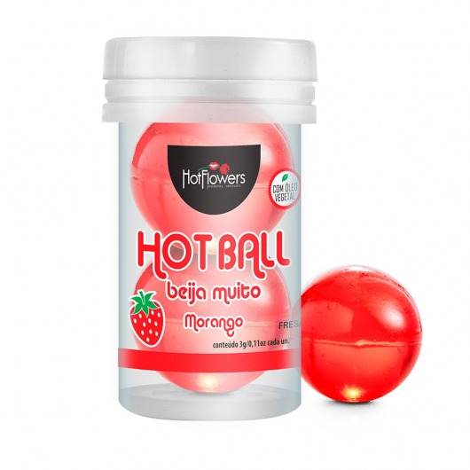 Лубрикант на масляной основе Hot Ball Beija Muito с ароматом клубники (2 шарика по 3 гр.) - HotFlowers - купить с доставкой в Раменском