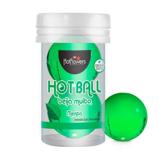 Лубрикант на масляной основе Hot Ball Beija Muito с ароматом мяты (2 шарика по 3 гр.) - HotFlowers - купить с доставкой в Раменском