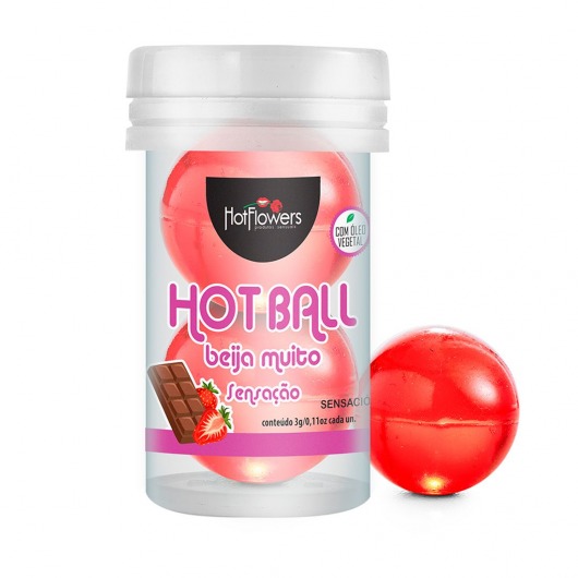 Лубрикант на масляной основе Hot Ball Beija Muito с ароматом шоколада и клубники (2 шарика по 3 гр.) - HotFlowers - купить с доставкой в Раменском