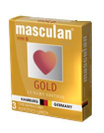 Презервативы Masculan Ultra Gold с золотым напылением и ароматом ванили - 3 шт. - Masculan - купить с доставкой в Раменском