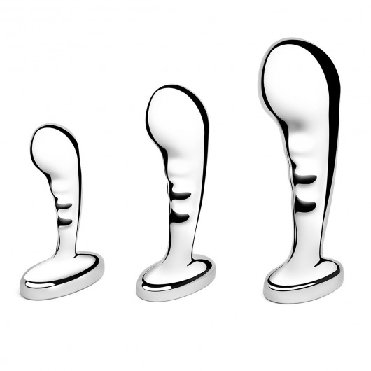 Набор из 3 стальных стимуляторов простаты Stainless Steel P-spot Training Set - b-Vibe - в Раменском купить с доставкой