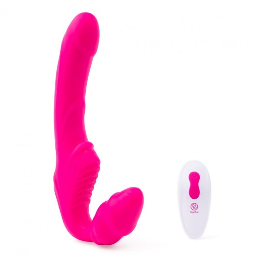 Розовый безремневой страпон на радиоуправлении Strapless Together - 22 см. - Together Toy - купить с доставкой в Раменском