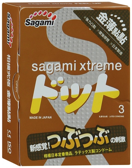 Презервативы Sagami Xtreme FEEL UP с точечной текстурой и линиями прилегания - 3 шт. - Sagami - купить с доставкой в Раменском