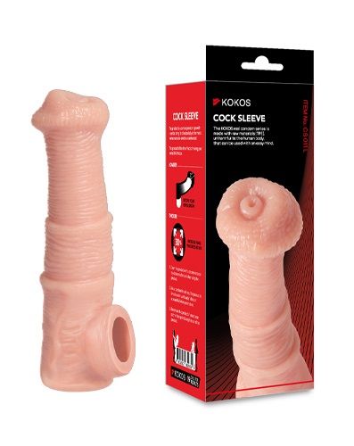 Телесная фантазийная насадка на член Cock Sleeve Size M - KOKOS - в Раменском купить с доставкой