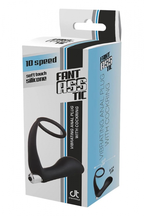 Черное эрекционное кольцо с вибропробкой Vibrating Anal Plug With Cockring - Dream Toys - в Раменском купить с доставкой