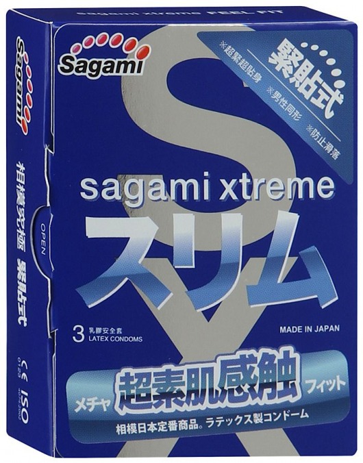 Розовые презервативы Sagami Xtreme FEEL FIT 3D - 3 шт. - Sagami - купить с доставкой в Раменском