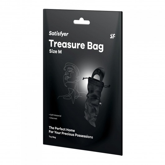 Черный мешочек для хранения игрушек Treasure Bag M - Satisfyer - купить с доставкой в Раменском