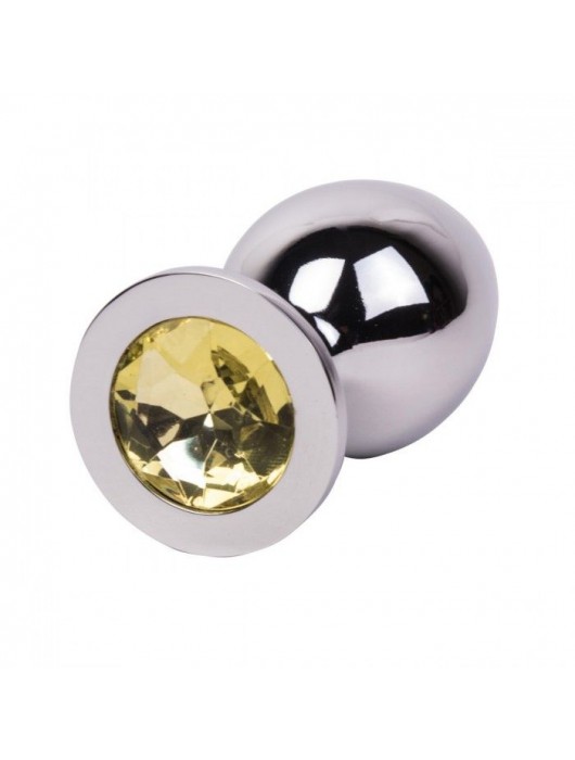 Большой стальной плаг с желтым кристаллом Sweet Lemon - 9,5 см. - Erotic Fantasy - купить с доставкой в Раменском