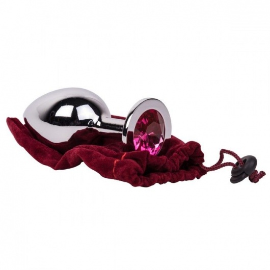 Большой стальной плаг с розовым кристаллом Pink Bubble Gum - 9,5 см. - Erotic Fantasy - купить с доставкой в Раменском