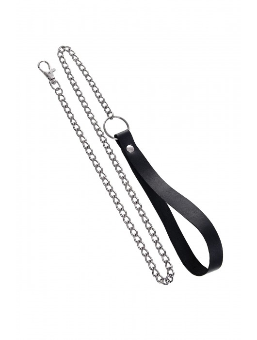 Черный кожаный ошейник-воротник с поводком - Pecado - купить с доставкой в Раменском