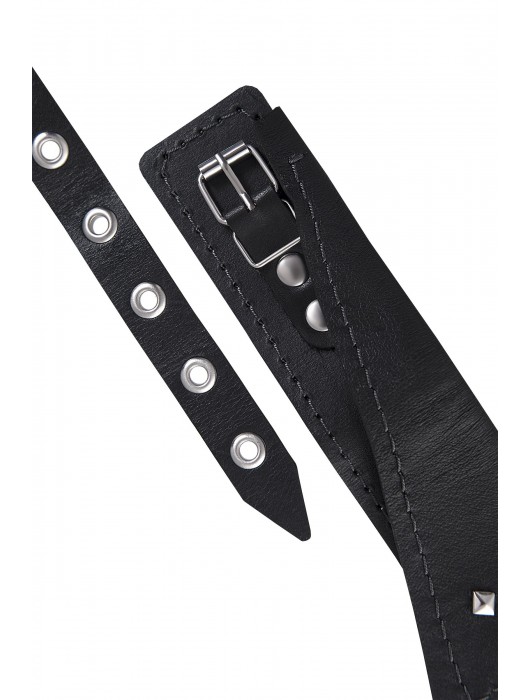 Черный кожаный ошейник-воротник с поводком - Pecado - купить с доставкой в Раменском