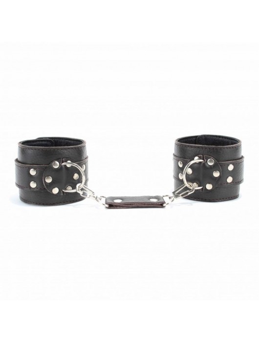 Коричневые оковы из мягкой кожи на металлической цепочке - БДСМ Арсенал - купить с доставкой в Раменском