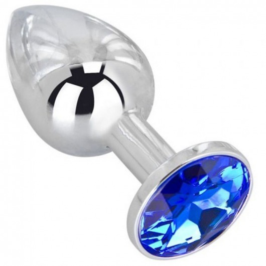 Анальное украшение BUTT PLUG  Small с синим кристаллом - 7 см. - Anal Jewelry Plug - купить с доставкой в Раменском