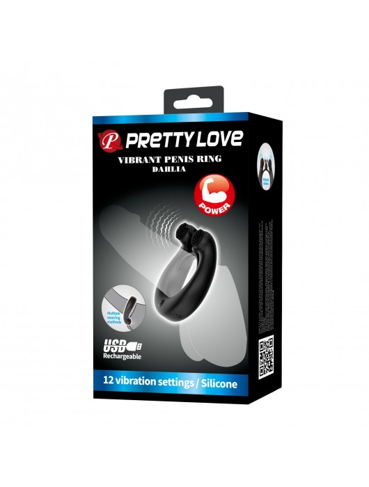 Черное эрекционное кольцо Dahlia с 2 стимулирующими щеточками - Baile - в Раменском купить с доставкой