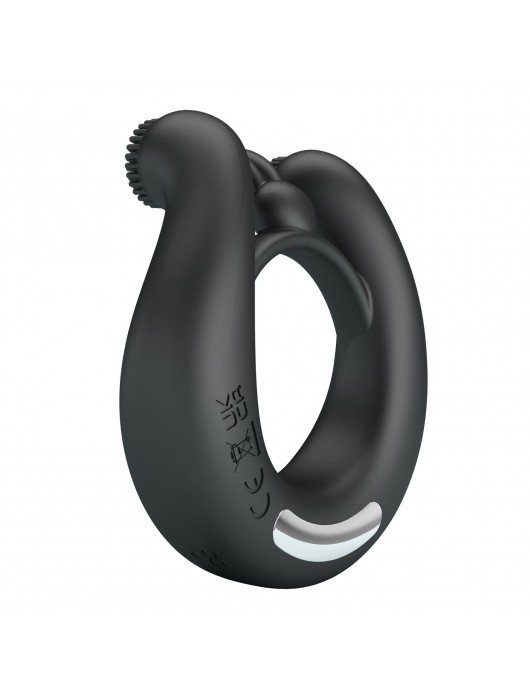 Черное эрекционное кольцо Dahlia с 2 стимулирующими щеточками - Baile - в Раменском купить с доставкой