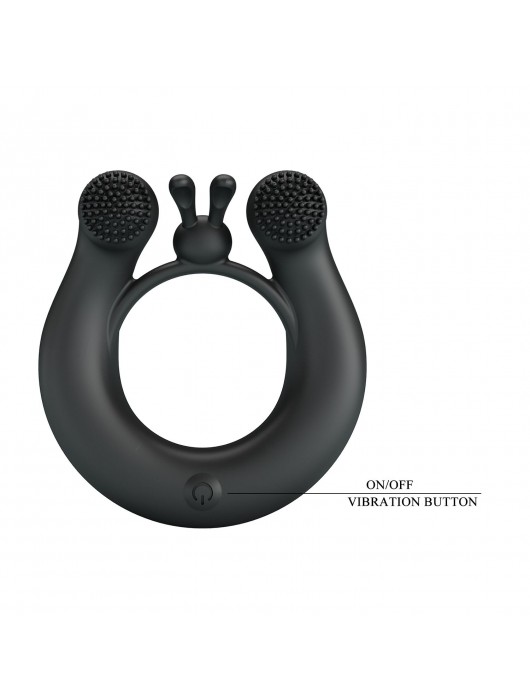 Черное эрекционное кольцо Dahlia с 2 стимулирующими щеточками - Baile - в Раменском купить с доставкой