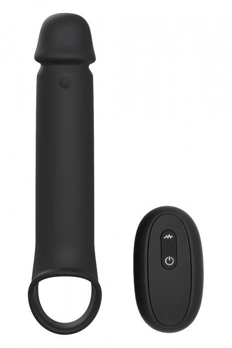 Черная насадка-удлинитель с вибрацией Vibrating Extender With Remote - Dream Toys - в Раменском купить с доставкой