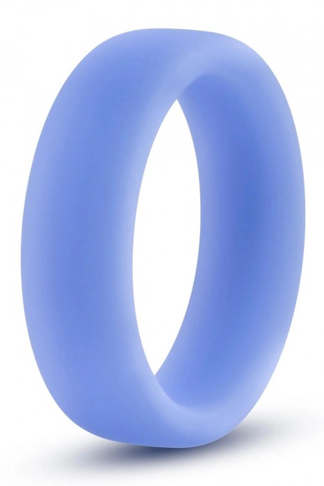 Голубое люминесцентное кольцо Silicone Glo Cock Ring - Blush Novelties - в Раменском купить с доставкой