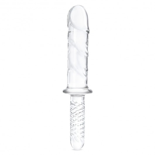 Стеклянный фаллоимитатор с рукоятью 11’’ Girthy Cock Double Ended With Handle - 28 см. - Glas