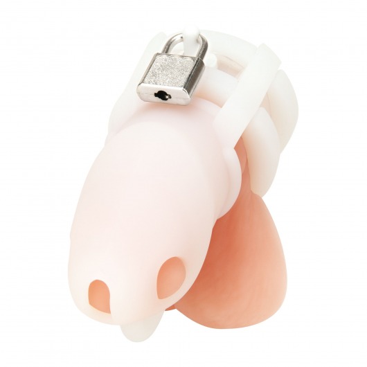 Белая клетка для пениса Silicone Small 2 in Cock Cage With Ball Divider - BlueLine - купить с доставкой в Раменском