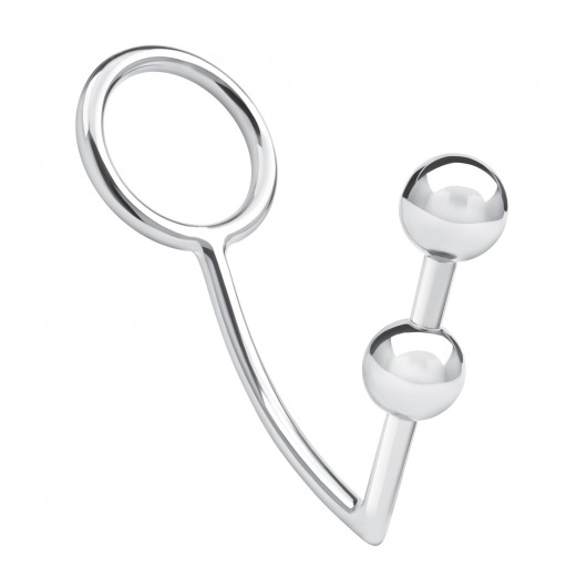 Кольцо на пенис с анальным стимулятором Two Bead Stainless Steel Anal Hook   Cock Ring - BlueLine - в Раменском купить с доставкой
