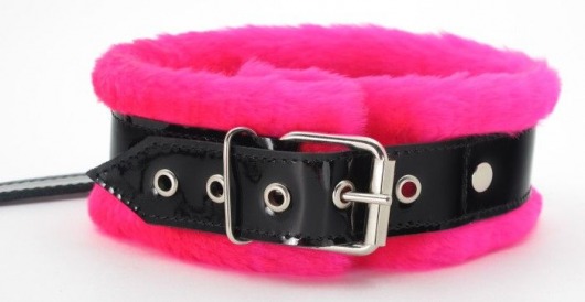 Ошейник с поводком и розовым мехом BDSM Light - БДСМ Арсенал - купить с доставкой в Раменском