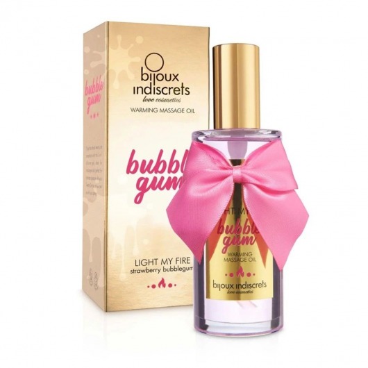 Разогревающее массажное масло Light My Fire Bubble Gum с ароматом бабл-гам - 100 мл. - Bijoux Indiscrets - купить с доставкой в Раменском