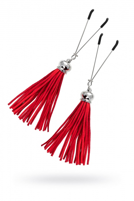 Зажимы на соски «Вилки» с красными кисточками из замши - Pecado - купить с доставкой в Раменском