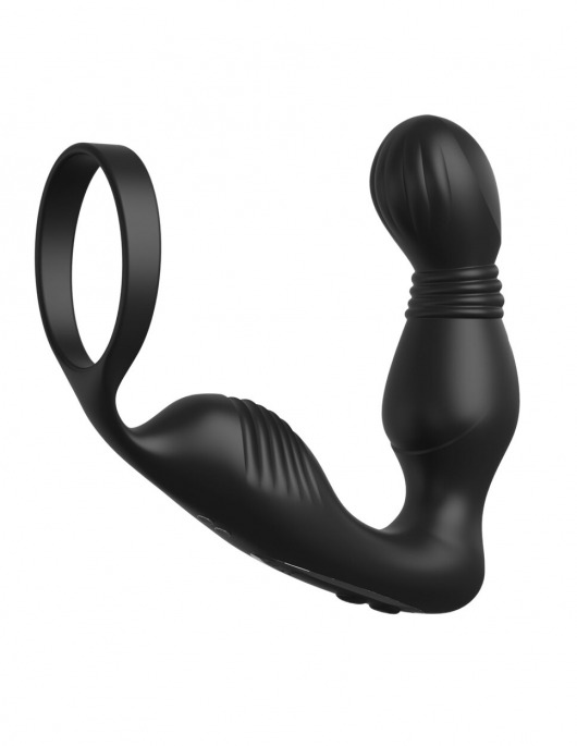 Черный вибростимулятор простаты с эрекционным кольцом Ass-Gasm Pro P-Spot Milker - Pipedream - в Раменском купить с доставкой