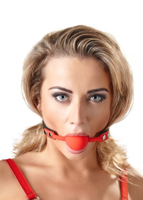 Силиконовый кляп-шар на чёрных ремешках Red Gag silicone - Orion - купить с доставкой в Раменском