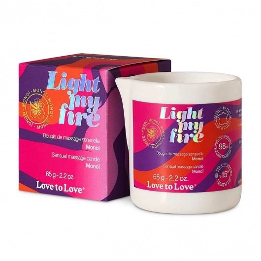 Массажная свеча Light My Fire с ароматом моной - 80 мл. - Love to Love - купить с доставкой в Раменском
