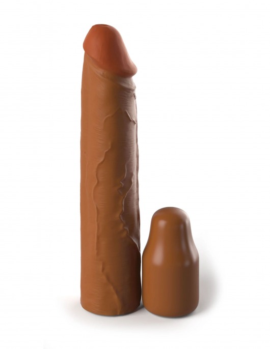 Коричневая насадка на член 2  Silicone X-tension - 20,3 см. - Pipedream - в Раменском купить с доставкой