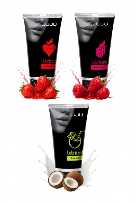 Набор из 3 съедобных лубрикантов JUJU (клубника, малина, кокос) - JuJu - купить с доставкой в Раменском