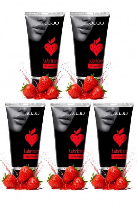 Набор из 5 съедобных лубрикантов JUJU со вкусом клубники - JuJu - купить с доставкой в Раменском