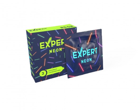 Светящиеся в темноте презервативы Expert Neon - 3 шт. - Expert - купить с доставкой в Раменском