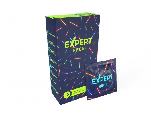 Светящиеся в темноте презервативы Expert Neon - 15 шт. - Expert - купить с доставкой в Раменском